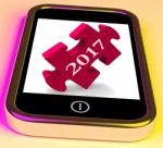 2017 On Smartphone Show Forecasting New Year Stock Photo