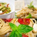 Collection Of Different Type Of Italian Pasta Collage Stock Photo