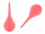 Red Grain Rubber Nasal Aspirator On White Background Stock Photo