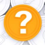 Question Mark Coin Means  Wondering About Money Stock Photo