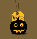 Happy Halloween. Sale Coupon, Voucher And Tag Stock Photo