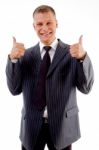 Happy Professional With Thumbs Up Stock Photo