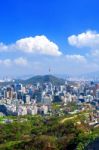 View Of Cityscape And Seoul Tower In Seoul, South Korea. Autumn Stock Photo