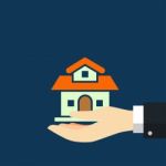 Businessman Holding House- Flat Design Stock Photo