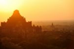 Sunrise Over Temples Of Bagan In Myanmar Stock Photo