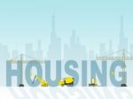 Housing Construction Represents Homes Building 3d Illustration Stock Photo