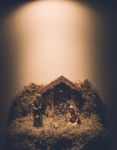 Nativity Scene Christmas Crib Background Stock Photo