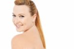 Glamorous Model With Bared Shoulders Stock Photo