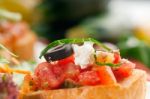 Original Italian Fresh Bruschetta Stock Photo