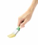 Hand Hold Green Handler Brush Painting On White Background Stock Photo