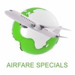 Airfare Specials Means Airplane Promotion 3d Rendering Stock Photo