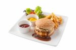 Pork Burger Set Stock Photo