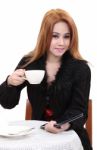 Woman Drink Coffee Stock Photo