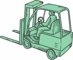 Forklift Truck Operator Mono Line Stock Photo