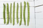 Common Beans On A White Wooden Background Stock Photo