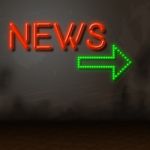 Neon News Indicates Glow Bright And Information Stock Photo