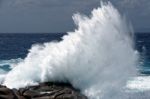 Waves Pounding The Coastline At Capo Testa Sardinia Stock Photo