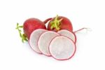 Red Radish With Sliced Isolated Stock Photo