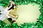 Decorations Green Ribbon For Christmas And New Year Stock Photo