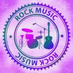 Rock Music Stamp Represents Pop Song Soundtracks Stock Photo