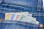 Jeans With Euro Notes In Back Pocket Stock Photo