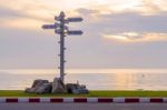 Arrow Sign In Sunset Time Stock Photo