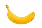 Single Banana Against White Background Stock Photo