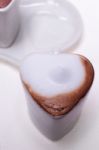 Heart Shaped Espresso Coffee Cappuccino Cups Stock Photo