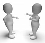 Discussion Between Two 3d Characters Showing Communication Stock Photo