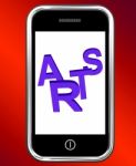 Arts On Phone Shows Creative Design Or Artwork Stock Photo