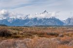 View Of The Grand Teton Mountain Range Stock Photo