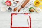 Baking Background With Clipboard Stock Photo