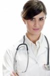 Lady Doctor With Stethoscope Stock Photo