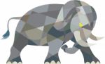 Elephant Attacking Side Low Polygon Stock Photo