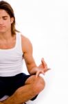 Half Length View Of Man Doing Yoga Stock Photo