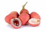 Lychee Or Litchi Isolated On The White Background Stock Photo