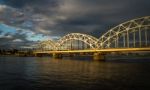 View Of A Bridge In Riga City Stock Photo