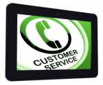 Customer Service  Tablet Means Call For Help Stock Photo