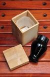 Chinese Herbal Wood Box And Bottle Stock Photo