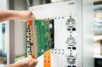 Fix Network Switch In Data Center Room Stock Photo