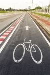 Bicycle Lane On The Side Of A Highway Stock Photo