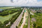 The Helicopter Shot From Dhaka, Bangladesh Stock Photo