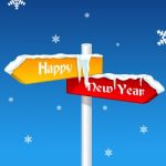 New Year Card With Direction Board Stock Photo