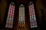 Stained Glass Window In St Vitus Cathedral In Prague Stock Photo