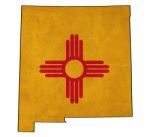 New Mexico Map On  Flag Drawing ,grunge And Retro Flag Series Stock Photo