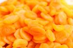 Heap Of Dried Apricots On A Hotel Restaurant Buffet Line Stock Photo