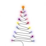 Colorful Light Bulbs And Christmas Tree Symbol .merry Christmas Stock Photo