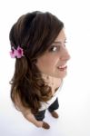 Glamorous Woman With Beautiful Flower In Hair Stock Photo