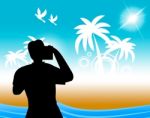 Vacation Photographer Indicates Tropical Island And Break Stock Photo