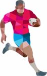 Rugby Player Running Side Low Polygon Stock Photo